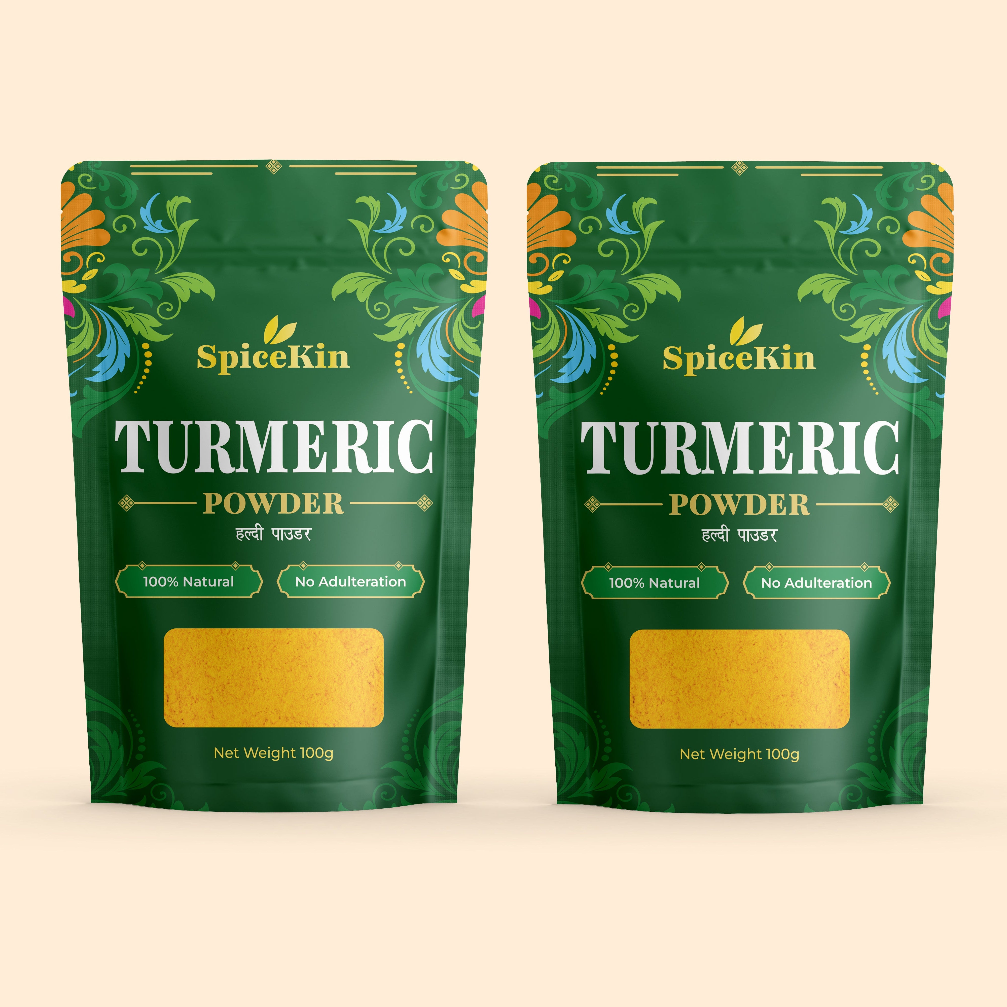 SpiceKin – 100% Natural Turmeric Powder (Pack of 2 × 100g)