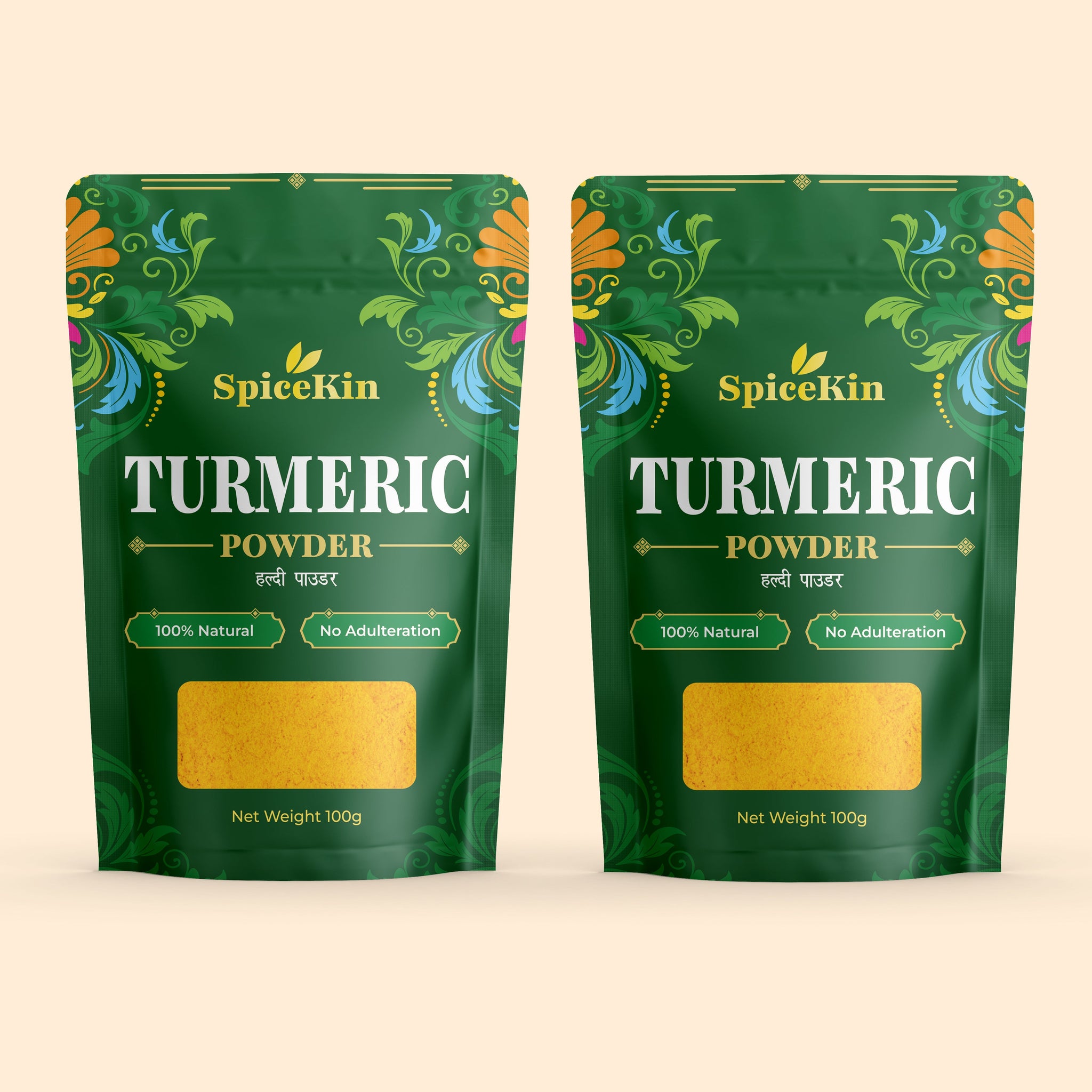 SpiceKin – 100% Natural Turmeric Powder (Pack of 2 × 100g)